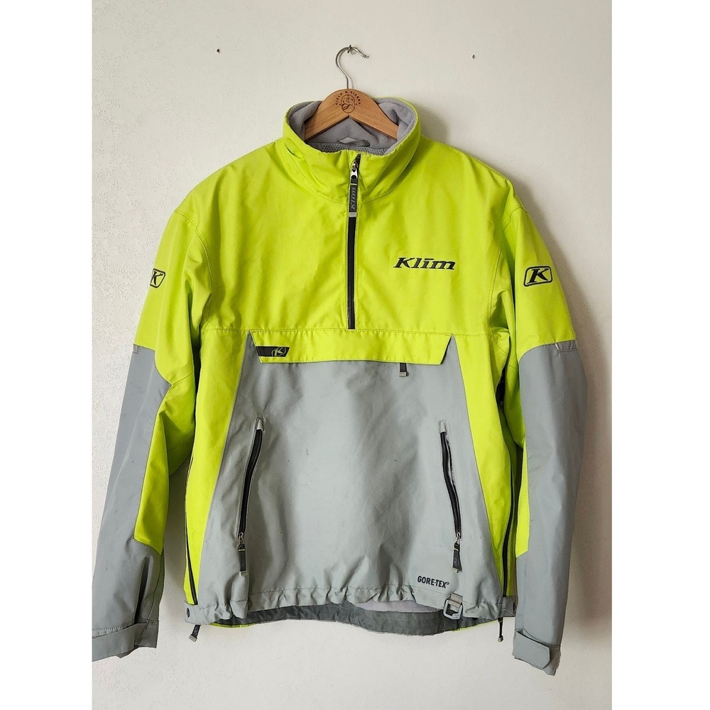 Klim Powerxross Snowmobile Jacket Mens XL Gore-Tex Shell Pullover Lime Grey